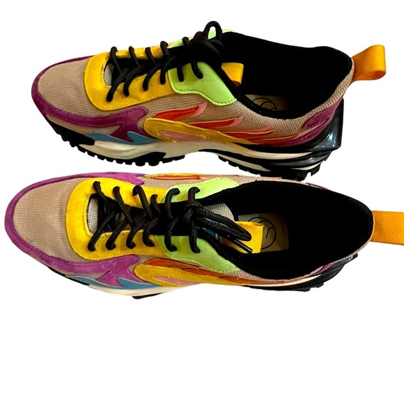 Vibrant Purple and Yellow Sneakers with Chunky Soles - Picture 5 of 10